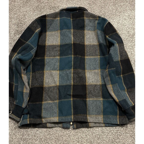Vintage 1970s Woolrich Wool Workwear Coat Size 42 Green Black Buffalo Plaid - Picture 6 of 7